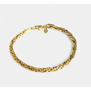 Vintage Monet Gold Tone Braided Rope Chain Bracelet 7.25” Lobster Clasp